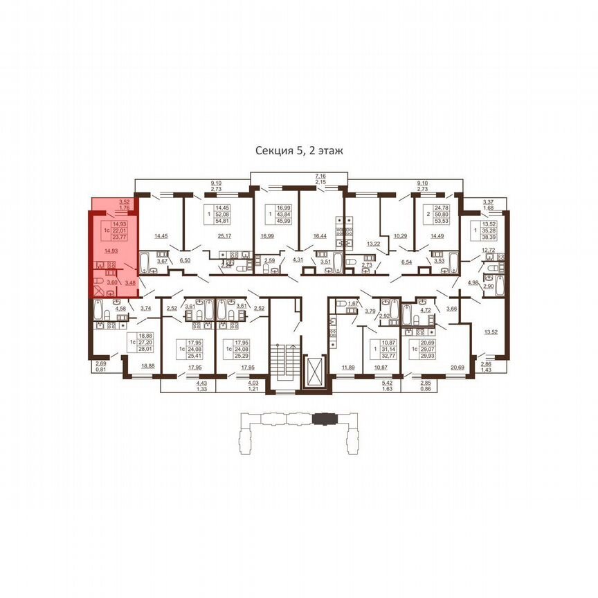 Квартира-студия, 23,8 м², 5/6 эт.