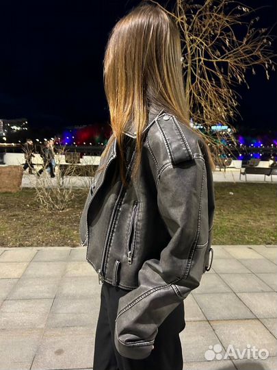 Кожаная куртка косуха женская