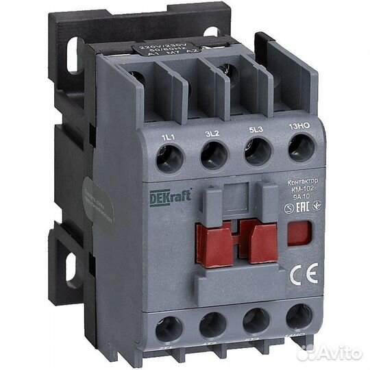Контактор DEKraft км-102, 6А, 24В, ас3/ас4, 1нз