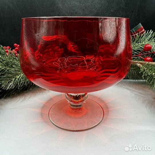 Конфетница на ножке СССР. Цветное стекло