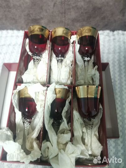 Бокалы 6шт Bohemian ручной работы. Чехословакия