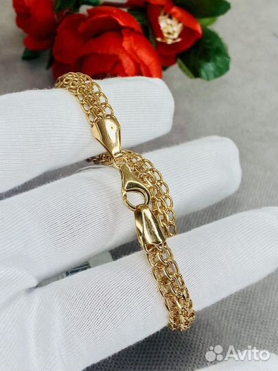Золотой браслет плетения итальянка