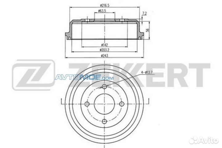 Барабан торм. зад. Ford Mondeo I II 93- BS5548 zek