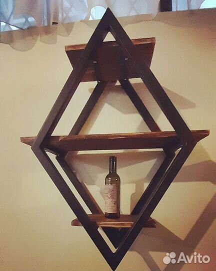 Полка Лофт из металла и дерева (сосна)