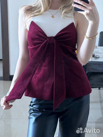 Топ с бантом zara новый