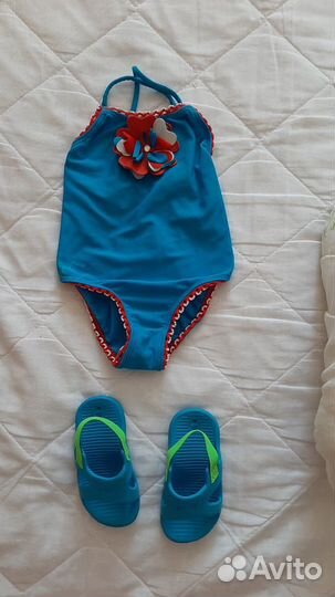 Купальник детский от 6 мес до 1 года и сланцы