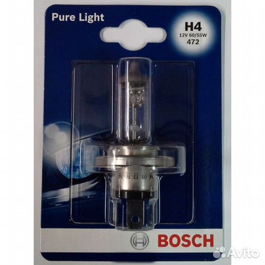 Автолампа H4 12v 55w Bosch Pure Light
