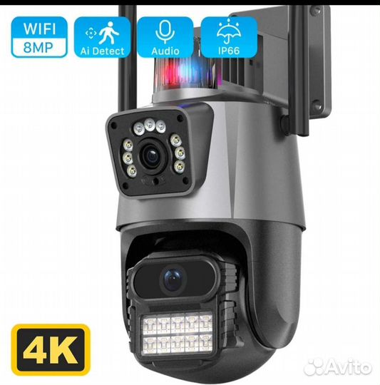 8 мп IP Wi-Fi камера видеонаблюдения 4+4Мп