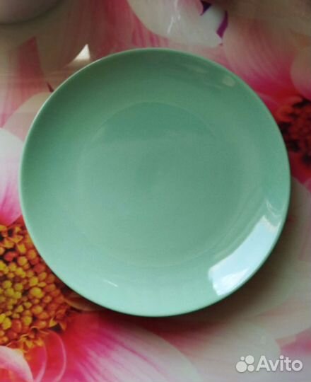 Тарелки икеа большие плоские зеленые 2 шт