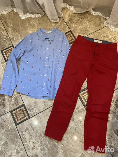 Рубашка новогодняя + брюки H&M