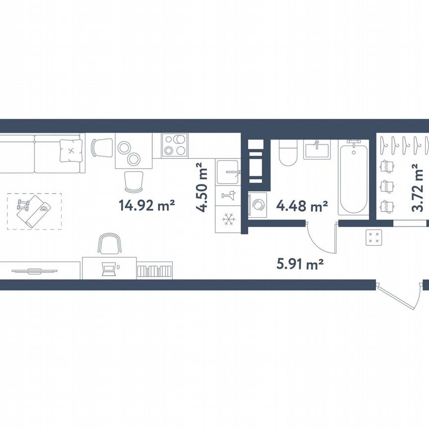 Квартира-студия, 33,5 м², 2/11 эт.