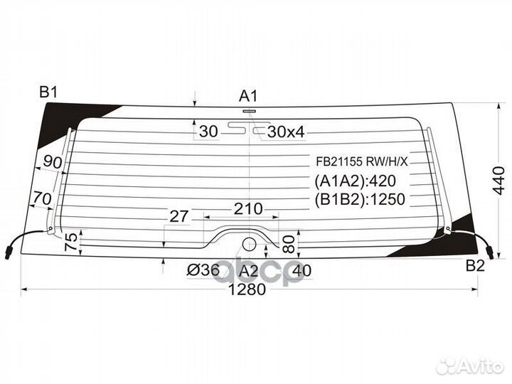Стекло заднее (Цвет зеленый/ Обогрев/ Антенна)