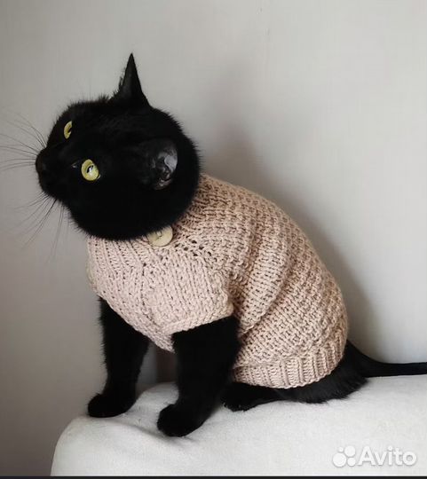 Вязаный свитер для кошки Одежда для животных