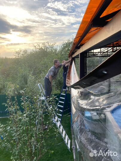 Мягкие окна защитные и навес для бассейна, беседки