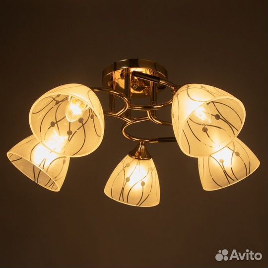 Люстра 'Луиза' 5х60Вт Е27 золото 55х55х24см