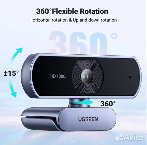 Веб-камера ugreen с 2мя микрофонами,1080P, Full HD объявление продам