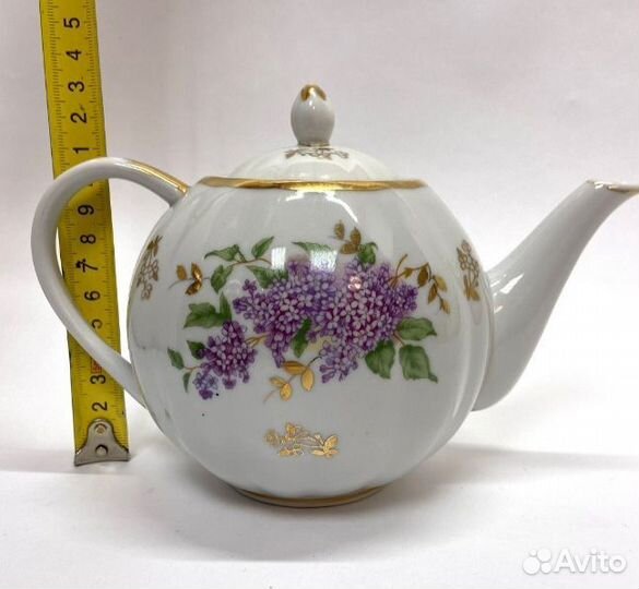 Чайник заварочный фарфоровый СССР Сирень Дулево