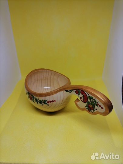 Ковш\черпак для кухни, резной-расписной нат.дерево