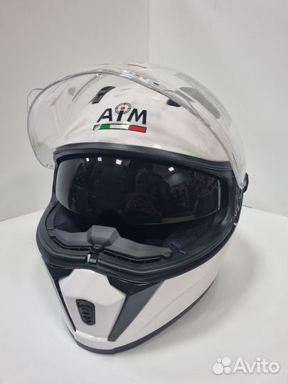 Мотошлем AiM JK320 White Glossy, XL
