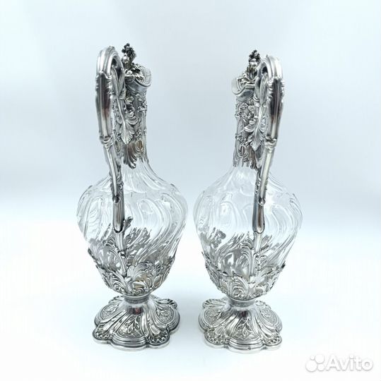 Парные графины Серебро и Хрусталь Франция