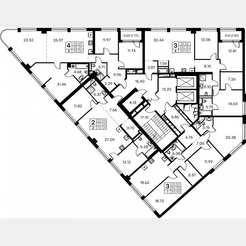 4-к. квартира, 114 м², 3/19 эт.