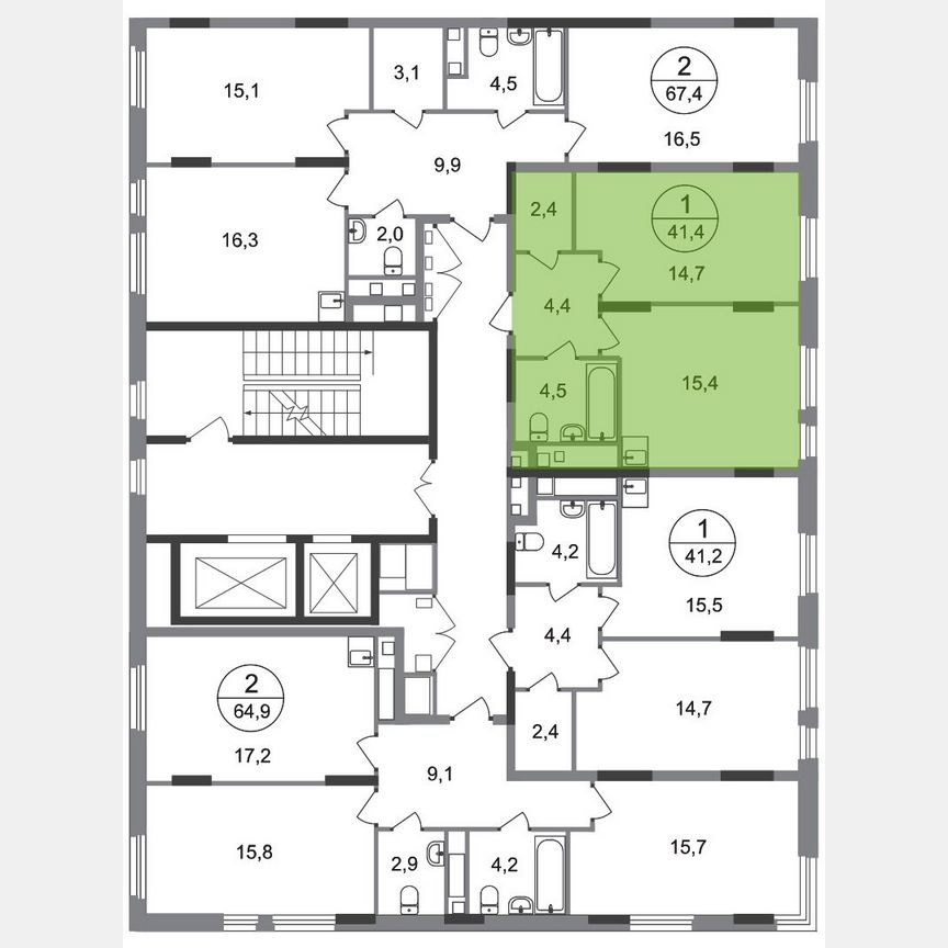 1-к. квартира, 41,4 м², 14/17 эт.