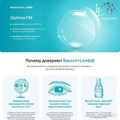 Контактные линзы -4,25 Optima Bausch&Lomb