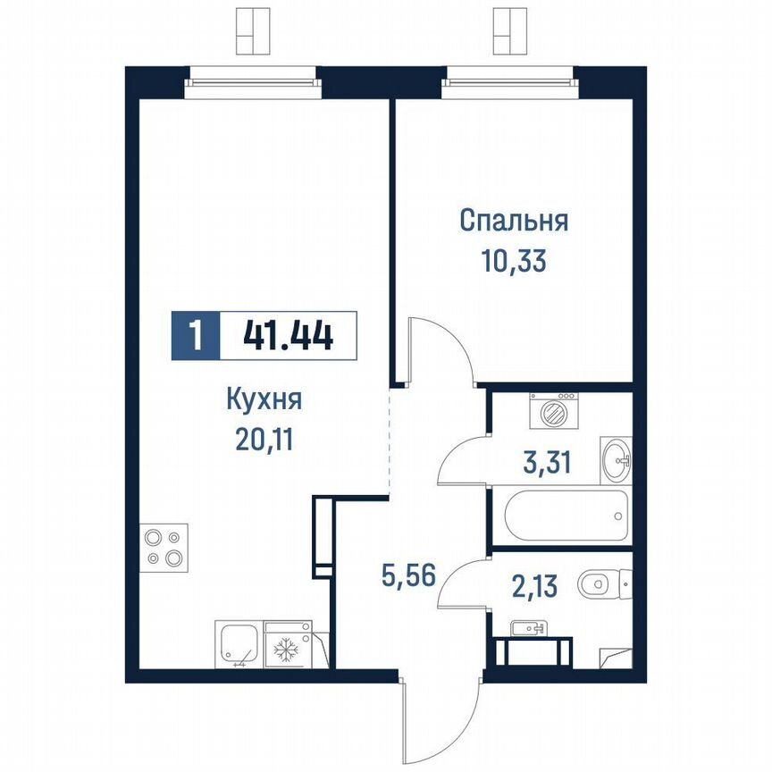 1-к. квартира, 41,4 м², 3/18 эт.