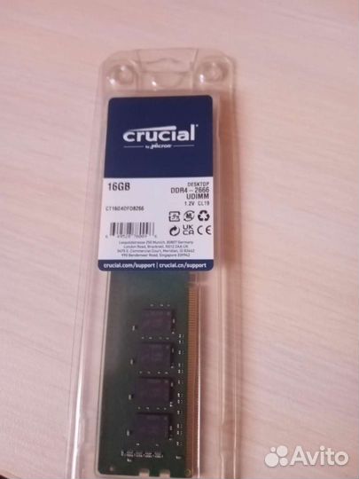 Новая Оперативная память Crucial ddr4 16 Gb