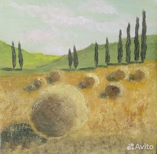 Тюки сена после сенокоса в Тоскане 20*20