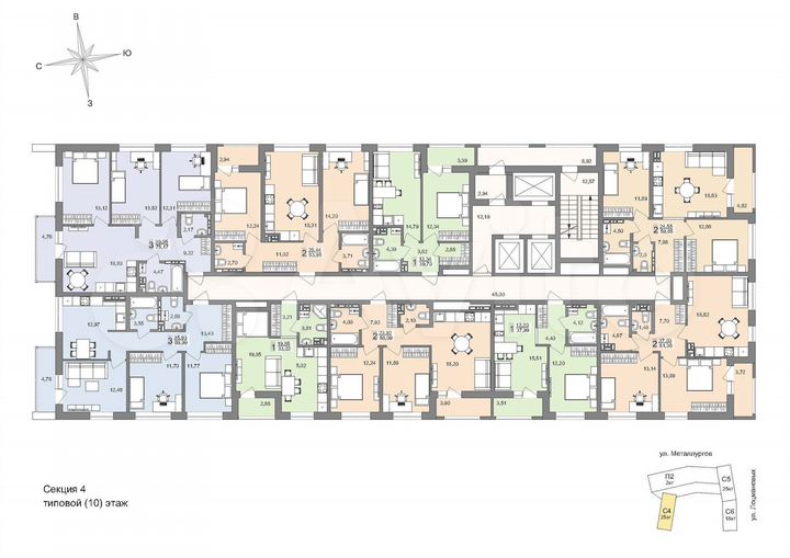 2-к. квартира, 60,9 м², 25/25 эт.