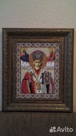 Икона бисером Николай Чудотворец