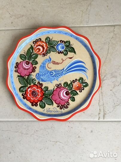 Тарелки настенные Городецкая роспись, фарфор Чехия
