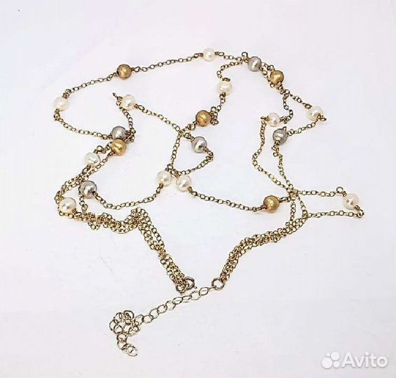 Колье Тройное - Жемчуг - Серебро 925 '- Винтаж