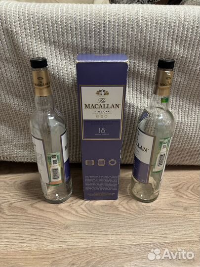 Пустая бутылка от macallan 18лет 2шт