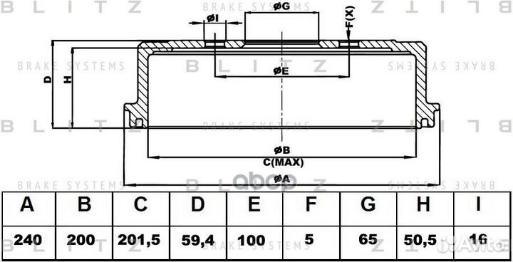 Барабан тормозной BT0131 Blitz