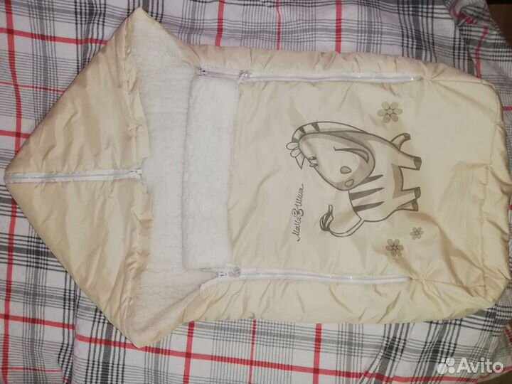 Конверт меховой в коляску Зоопарк бежевый Мама Шил