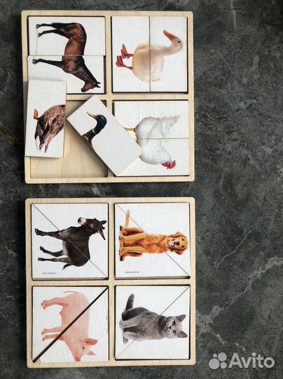 Деревянные развивающие пазлы половинки