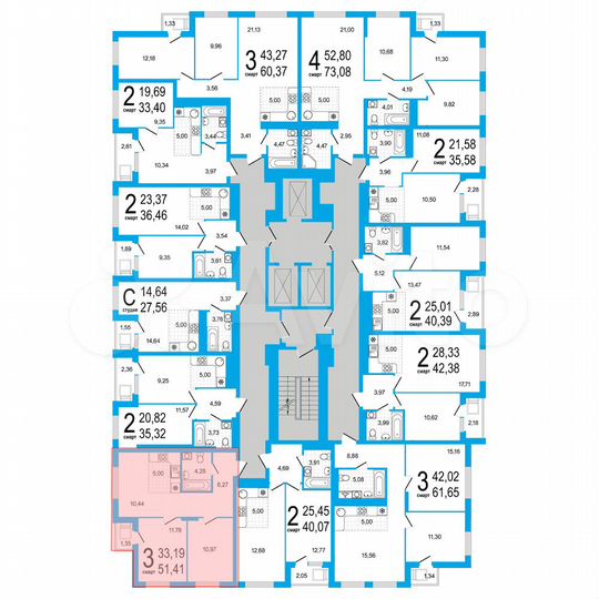 3-к. квартира, 51,4 м², 18/18 эт.