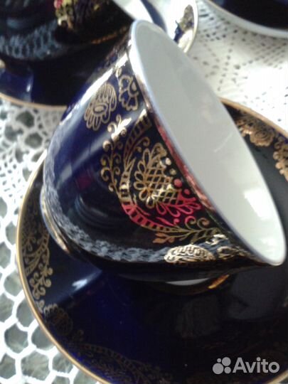 Лфз 1950-60г.Чайные пары.Кобальт,позолота