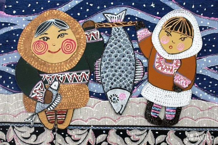 Продавец рыба икра, одна витрина