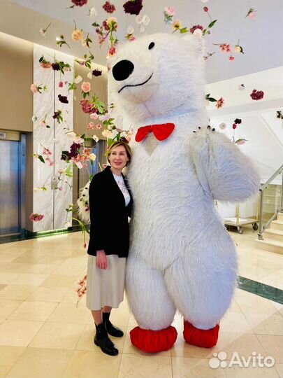 Белый мишка поздравление Ростовой медведь аниматор