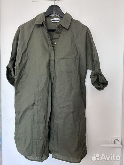 Льняное платье рубашка s