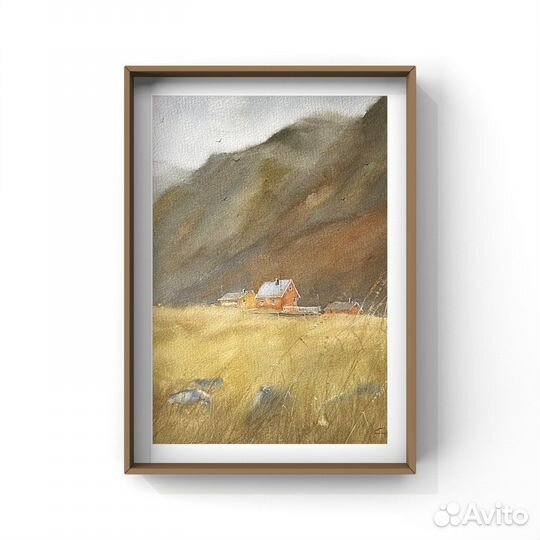 Бронь Картина этюд Пейзаж акварель