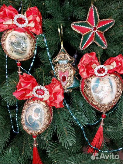 Новогодние игрушки ручной работы набор 5шт