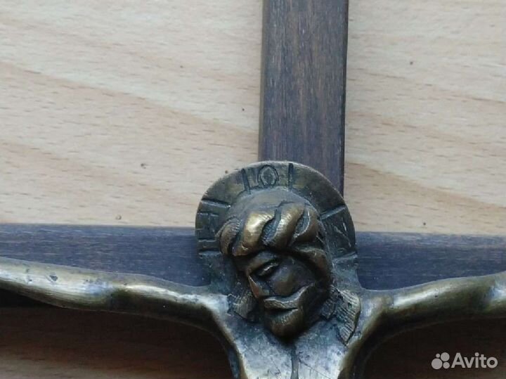 Крест старинный. Бронза. Дерево