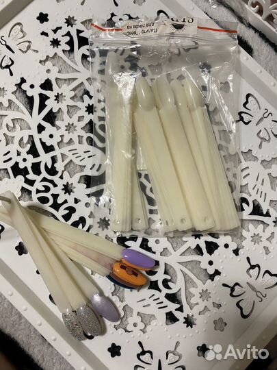 Мини-бафы для ногтей+валик для маникюра