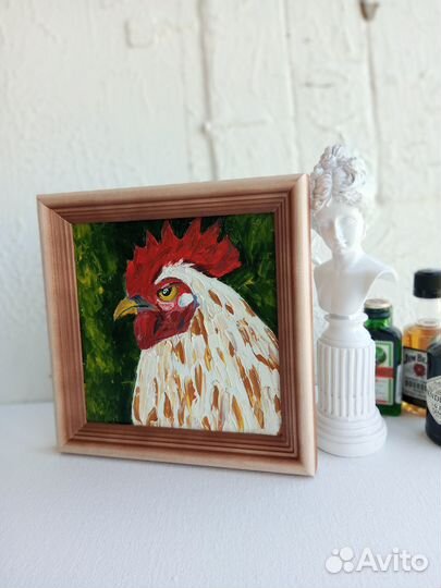 Картина маслом в раме Петух небольшая картина