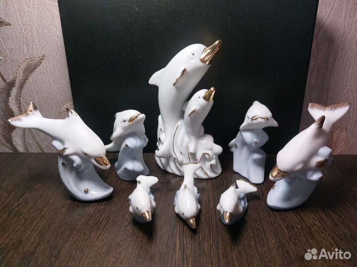 Набор керамических статуэток дельфины