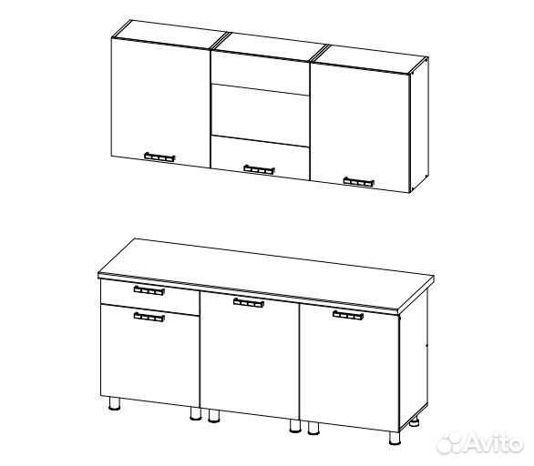 Кухонный гарнитур 1,8м с цельной столешкой (линто)